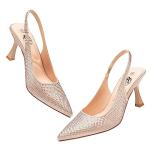 Trary Women's Slingback Glitter Kitten Heels Pointed Toe Sexy Wedding Party Dress Pumps Shoes for Women Gold