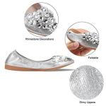 KUNWFNIX Women Ballet Flats Rhinestone Wedding Ballerina Shoes Foldable Sparkly Comfort Slip on Flat Shoes