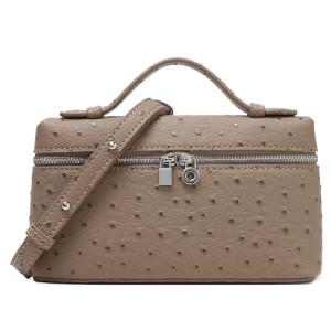 Rejolly Crossbody Bag for Women Small Pouch Top-Handle Leather Bag Designer Shoulder Handbag Quiet Luxury Trendy Purse Ostrich Elephant Grey