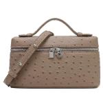 Rejolly Crossbody Bag for Women Small Pouch Top-Handle Leather Bag Designer Shoulder Handbag Quiet Luxury Trendy Purse Ostrich Elephant Grey