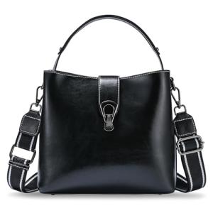 Yonami Genuine Leather Crossbody Bags for Women – Stylish Women's Crossbody Handbags and Purses, Compact Shoulder Bag (Black-3)