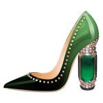 FSJ Women Bridal Pointed Toe Chunky High Heel Crystal Pumps Slip on Wedding Thick Comfort Shoe 10 Emerald Green