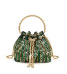 Sweetovo Sparkly Diamond Evening Bag Clutch Purses for Women Rhinestone Purse Glitter Handbag for Party Prom Cocktail Wedding (Green)