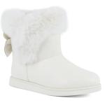 Juicy Couture Women's Slip On Winter Snow Boots Warm & Insulated Fur Lining Comfortable Fashion Booties-Krazey Kute-White-10