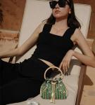 Sweetovo Sparkly Diamond Evening Bag Clutch Purses for Women Rhinestone Purse Glitter Handbag for Party Prom Cocktail Wedding (Green)