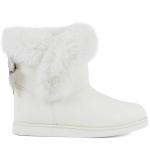 Juicy Couture Women's Slip On Winter Snow Boots Warm & Insulated Fur Lining Comfortable Fashion Booties-Krazey Kute-White-10