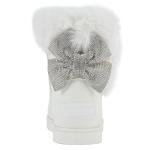 Juicy Couture Women's Slip On Winter Snow Boots Warm & Insulated Fur Lining Comfortable Fashion Booties-Krazey Kute-White-10