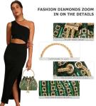 Sweetovo Sparkly Diamond Evening Bag Clutch Purses for Women Rhinestone Purse Glitter Handbag for Party Prom Cocktail Wedding (Green)