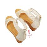 WOJWSKI Women's Slide Wedge Sandal Open Toe High Heel Zipper Back Platform (Gold-M7)