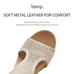 WOJWSKI Women's Slide Wedge Sandal Open Toe High Heel Zipper Back Platform (Gold-M7)