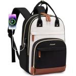 LOVEVOOK Backpack for Women,Laptop Backpack Women,Fits 18 Inch Laptop Bag,School Backpacks,Fashion Travel Work Anti-theft Bag,Waterproof Business Computer College Backpack Purse,Beige-Black-Brown