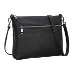 Iswee Black Crossbody Bags for Women Purse Leather Shoulder Bag Lightweight Pocketbooks Leather Handbags Tote(Matte Black)