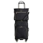 Kenneth Cole REACTION Chelsea 2-Piece Bundle - 20" Chevron Expandable 8-Wheel Carry-On Suitcase & Matching 15" Laptop Tote Bag, Black