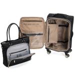 Kenneth Cole REACTION Chelsea 2-Piece Bundle - 20" Chevron Expandable 8-Wheel Carry-On Suitcase & Matching 15" Laptop Tote Bag, Black