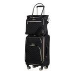 Kenneth Cole REACTION Chelsea 2-Piece Bundle - 20" Chevron Expandable 8-Wheel Carry-On Suitcase & Matching 15" Laptop Tote Bag, Black
