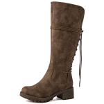 GLOBALWIN Women’s Camel Lace Up Back Boots Knee High Boots Fashion Boots For Women 8.5M