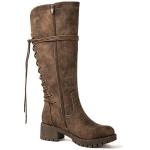 GLOBALWIN Women’s Camel Lace Up Back Boots Knee High Boots Fashion Boots For Women 8.5M