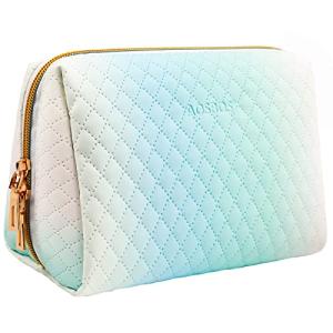 Aosbos Small Makeup Bag Travel Size Makeup Bag Cosmetic Travel Bag Cute Makeup Bags for Women Makeup Pouch Make Up Bag for Purse Gradient Green White