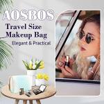 Aosbos Small Makeup Bag Travel Size Makeup Bag Cosmetic Travel Bag Cute Makeup Bags for Women Makeup Pouch Make Up Bag for Purse Gradient Green White