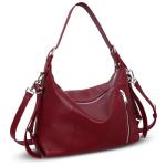 HESHE Leather Purses for Women Shoulder Hobo Purses Ladies Handbags Tote Top Handle Bags Crossbody Bag(Wine)
