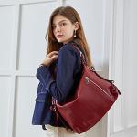 HESHE Leather Purses for Women Shoulder Hobo Purses Ladies Handbags Tote Top Handle Bags Crossbody Bag(Wine)
