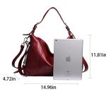 HESHE Leather Purses for Women Shoulder Hobo Purses Ladies Handbags Tote Top Handle Bags Crossbody Bag(Wine)