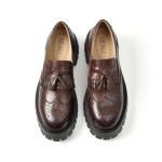 BEAU TODAY Chunky Loafers for Women, Women’s Leather Platform Loafers, Lug Sole Tassel Slip On Loafers Shoes Brogues Wingtip Casual Business Shoes Comfortable Dressy Dark Brown US 8.5