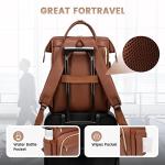 LOVEVOOK Leather Laptop Backpack for Women 15.6 inch,Travel Purse Nurse Teacher Carry On Backpack Computer Bag,Professional College Business Work Bags with USB Port,Brown