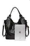 Black PU Leather Hobo Tote Bag with Strap