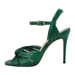Richealnana Women's Strappy High Heel Sandals-Stiletto Heels with Braided Knot Design, Ankle Strap Open Toe Dress Shoes for Wedding, Party, Evening Green US8