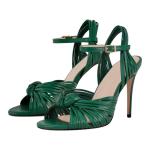 Richealnana Women's Strappy High Heel Sandals-Stiletto Heels with Braided Knot Design, Ankle Strap Open Toe Dress Shoes for Wedding, Party, Evening Green US8
