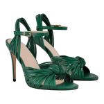 Richealnana Women's Strappy High Heel Sandals-Stiletto Heels with Braided Knot Design, Ankle Strap Open Toe Dress Shoes for Wedding, Party, Evening Green US8