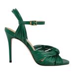 Richealnana Women's Strappy High Heel Sandals-Stiletto Heels with Braided Knot Design, Ankle Strap Open Toe Dress Shoes for Wedding, Party, Evening Green US8