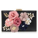 Milisente Evening Bag for Women, Flower Wedding Evening Clutch Purse Bride Floral Clutch Bag（Black