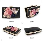 Milisente Evening Bag for Women, Flower Wedding Evening Clutch Purse Bride Floral Clutch Bag（Black
