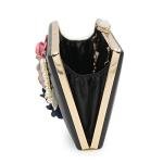 Milisente Evening Bag for Women, Flower Wedding Evening Clutch Purse Bride Floral Clutch Bag（Black