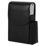 PU Leather Cigarette Box Anti Scratch Protective Storage Case with Lighter Holder for Cigarette Lighter Name Card(Black)