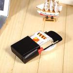 PU Leather Cigarette Box Anti Scratch Protective Storage Case with Lighter Holder for Cigarette Lighter Name Card(Black)
