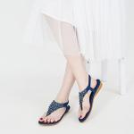 HARENCE Womens Summer Flats Sandals: Casual Bohemian Dressy Thong Flat Shoes Comfortable Slip on Elastic Ankle Strap Beach Sandal