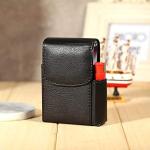 PU Leather Cigarette Box Anti Scratch Protective Storage Case with Lighter Holder for Cigarette Lighter Name Card(Black)