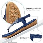 HARENCE Womens Summer Flats Sandals: Casual Bohemian Dressy Thong Flat Shoes Comfortable Slip on Elastic Ankle Strap Beach Sandal