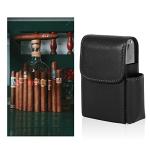 PU Leather Cigarette Box Anti Scratch Protective Storage Case with Lighter Holder for Cigarette Lighter Name Card(Black)