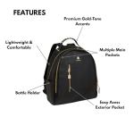 Tote&Carry Apollo BFF Backpack for Women, Vegan Leather, Water-Resistant, Carry-On Luggage for Travel, Work & Daily Use (Snake Skin, Black)