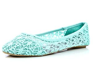 Charles Albert Women's Breathable Crochet Lace ballet flats - Comfortable Round Toe Slip On Mesh Flats for Women, Mint, 9