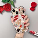 Erolagomat Bling Case for iPhone 13,Shiny Luxury Designer Phone Case with Glitter Sparkle Diamond Crystal Rhinestone Lips Lipstick Pearl Flowers High Heels，Soft Bumper Cover for Women Girl