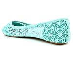 Charles Albert Women's Breathable Crochet Lace ballet flats - Comfortable Round Toe Slip On Mesh Flats for Women, Mint, 9