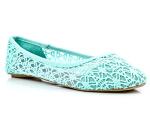 Charles Albert Women's Breathable Crochet Lace ballet flats - Comfortable Round Toe Slip On Mesh Flats for Women, Mint, 9