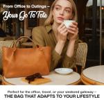Stylish Tan Leather Tote Bag for Women