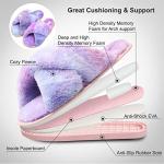 JIASUQI Women's Cross Plush Fuzzy House Slippers Fur Furry Slide Sandals Memory Foam Bedroom Summer Slippers for Women Purple Colorful 8-9