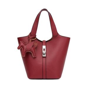 Kadynow Tote Bag for Women Vegan Leather Bucket Purse for Women Top Handle Handbag Shoulder Bag with Detachable Small Purse Red